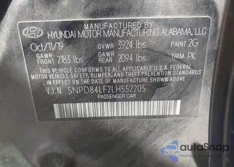 2020 Hyundai Elantra Sel из США, поврежденный, VIN 5NPD84LF2LH552205